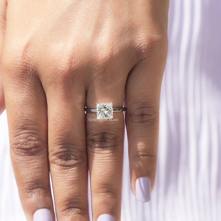 Princess Cut Solitaire Moissanite Engagement Ring