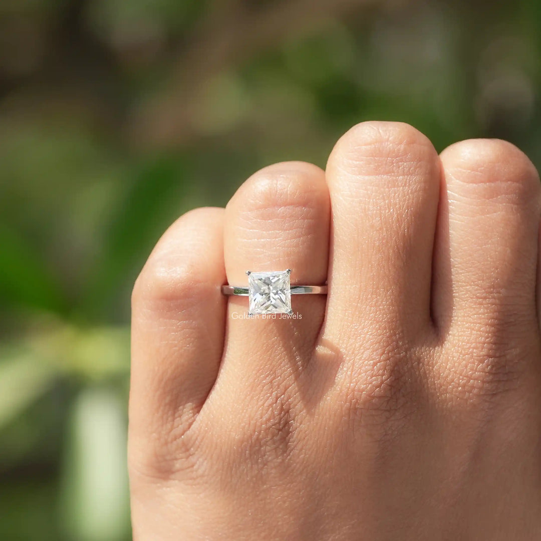 Princess Cut Solitaire Moissanite Engagement Ring