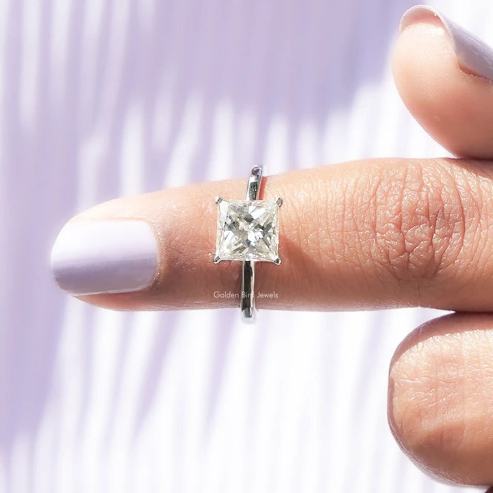 Princess Cut Solitaire Moissanite Engagement Ring