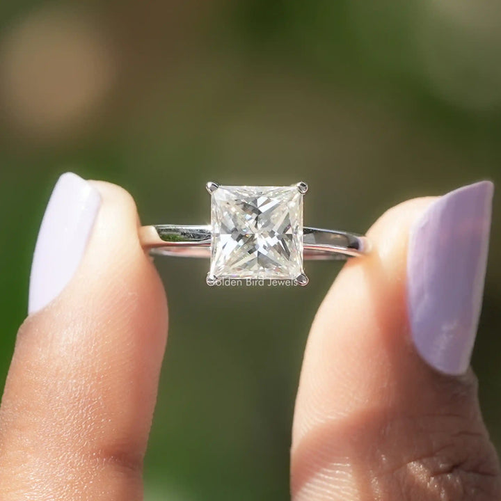 Princess Cut Solitaire Moissanite Engagement Ring