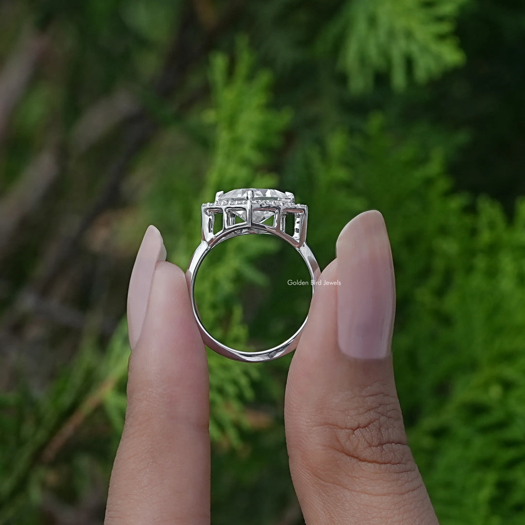 Princess Cut Moissanite Halo Engagement Ring