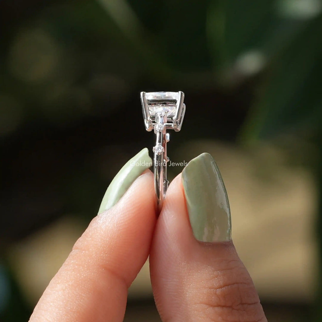 Colorless Princess Moissanite Solitaire Proposal Ring