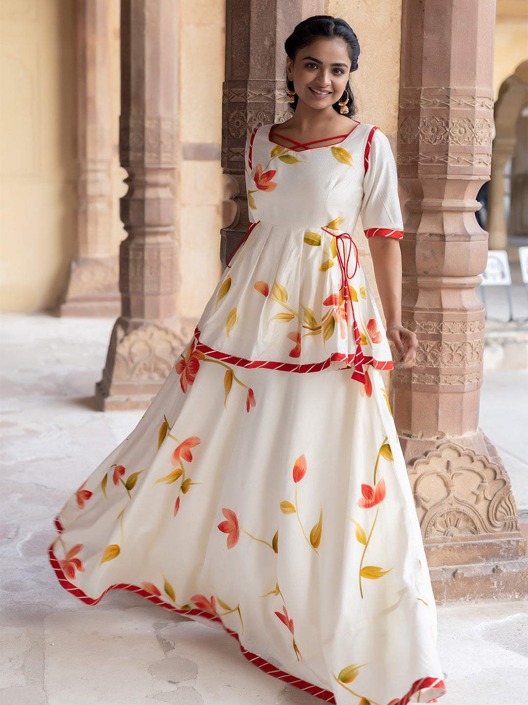 Pristine Chanderi Top with Skirt