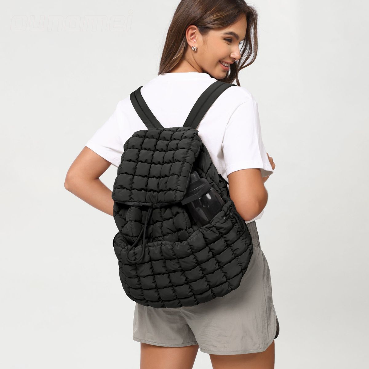 Ounamei Quilted Puffer Backpack | Lightweight, Spacious & Stylish Daypack for School, Travel & Everyday Use