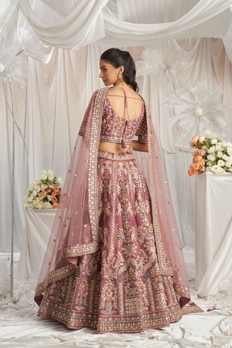 Lavender Bridel net and Gotapatti & Moti embroidery Semi-Stitched Lehenga choli & Dupatta