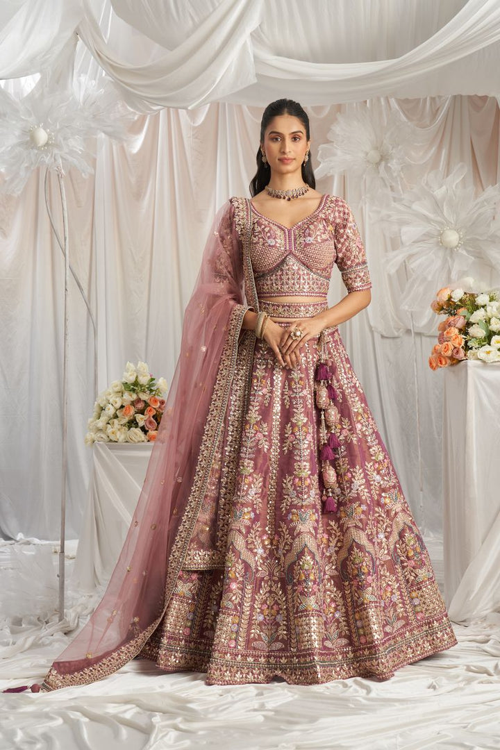 Lavender Bridel net and Gotapatti & Moti embroidery Semi-Stitched Lehenga choli & Dupatta