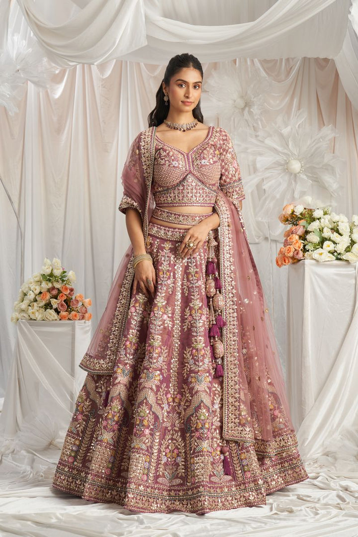 Lavender Bridel net and Gotapatti & Moti embroidery Semi-Stitched Lehenga choli & Dupatta