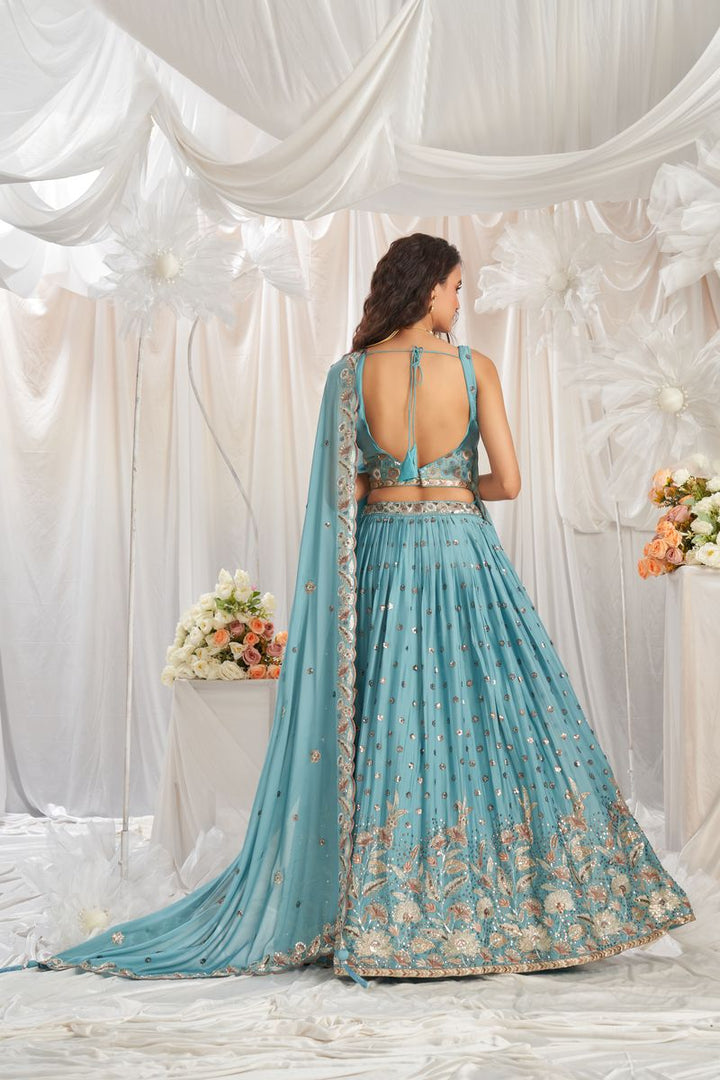 Semi-stitched Lehenga choli with intricate Sequin embroidery and Dupatta