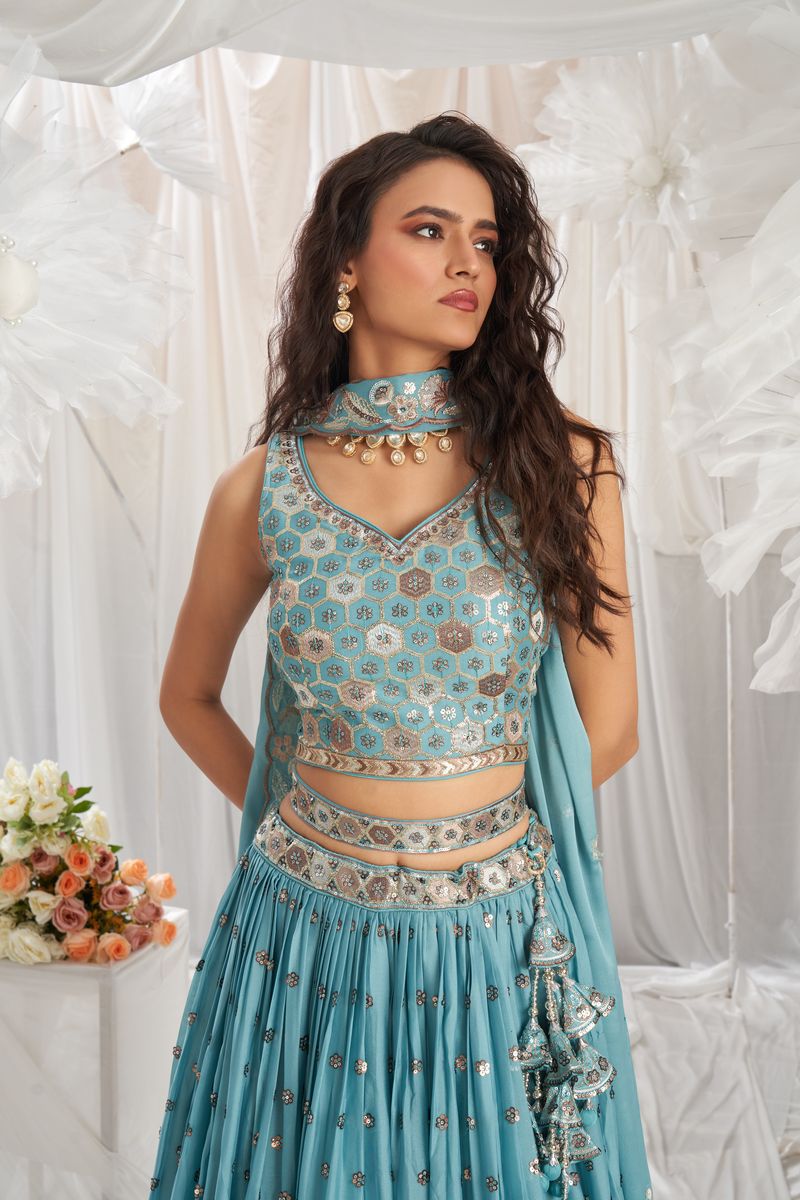 Beautifully embroidered Georgette Lehenga choli with Sequin work