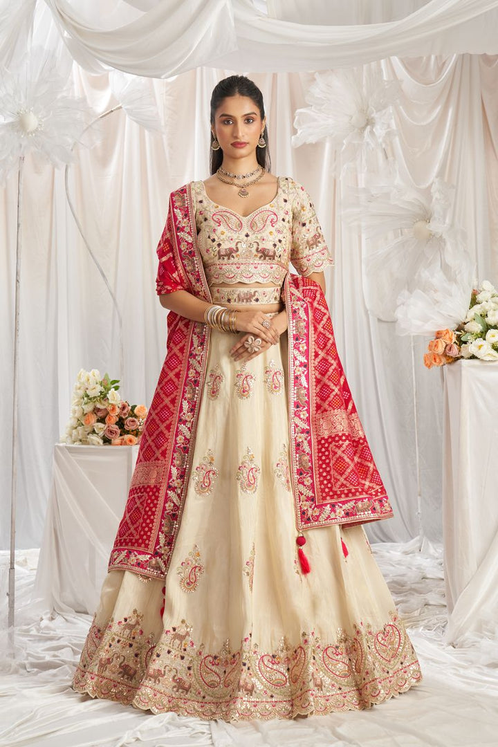 Pink Tissue and Gotapatti embroidery Semi-Stitched Lehenga choli & Dupatta