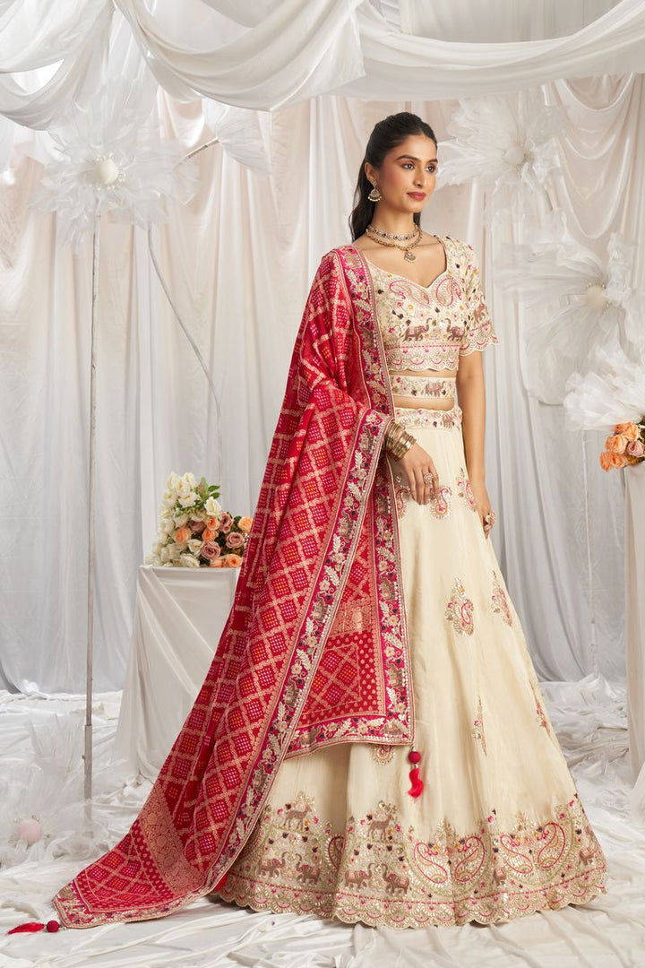 Pink Tissue and Gotapatti embroidery Semi-Stitched Lehenga choli & Dupatta