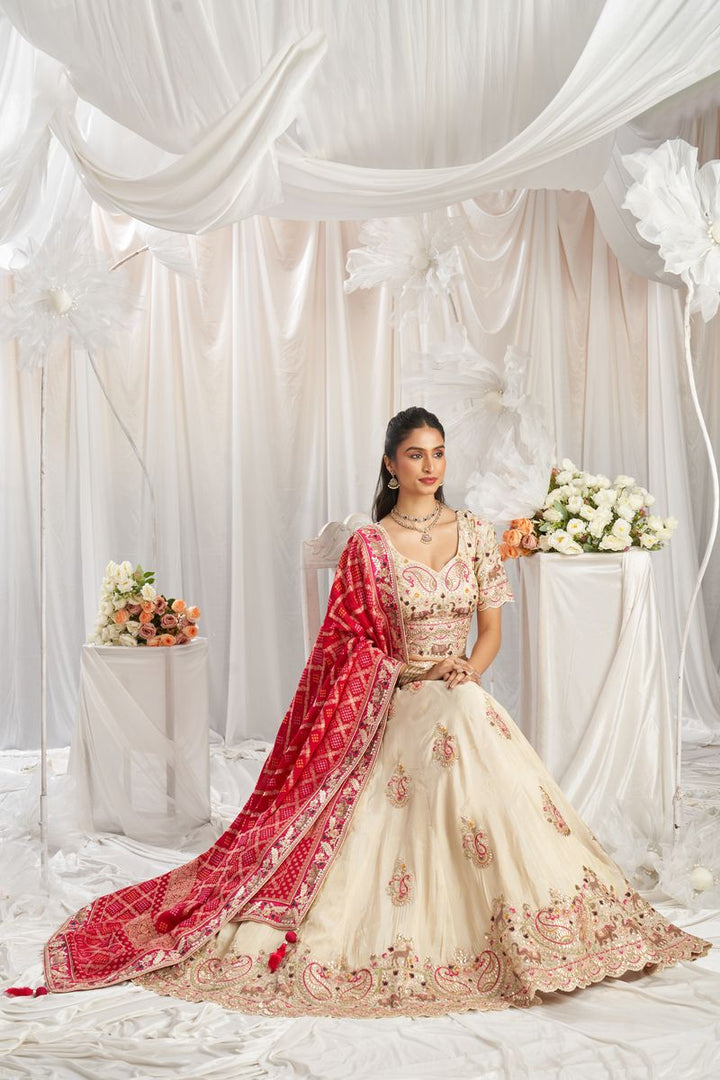 Pink Tissue and Gotapatti embroidery Semi-Stitched Lehenga choli & Dupatta