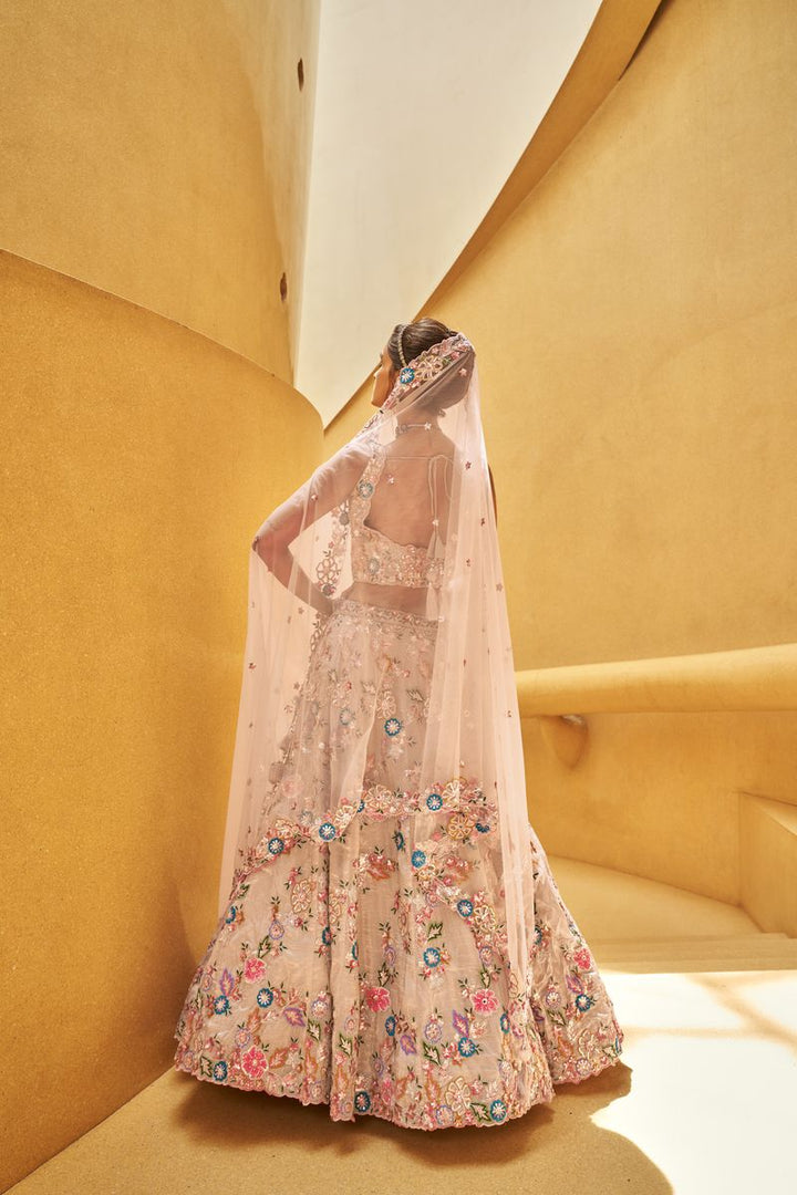 Rose gold Organza fabric Sequins work Semi-Stitched Lehenga choli & Dupatta