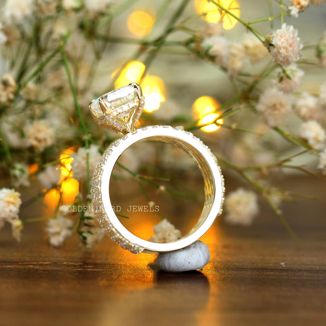 Radiant Cut Moissanite Yellow Gold Wedding Ring