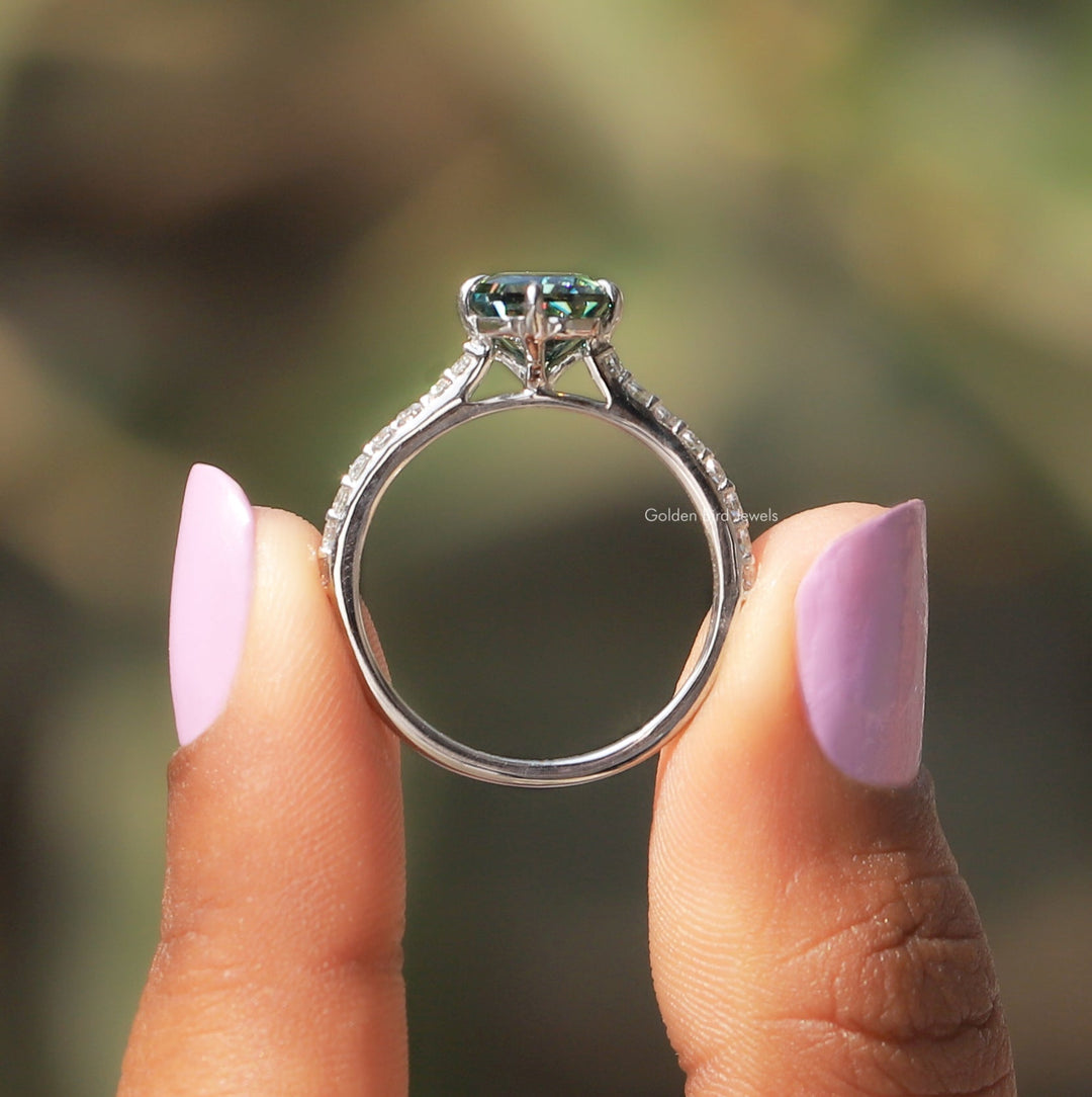 Radiant Cut Accent Stone Moissanite Ring