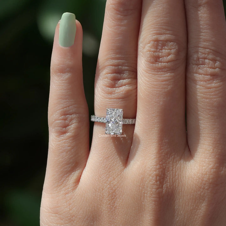 Radiant Cut Solitaire With Accent Diamond Ring