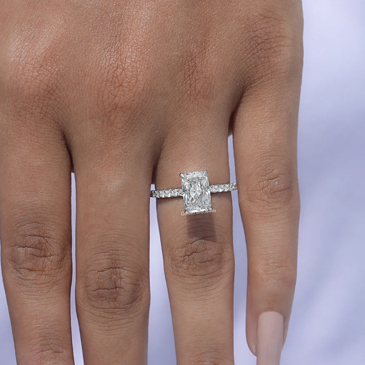 Radiant Diamond Solitaire Accent Ring In White Gold