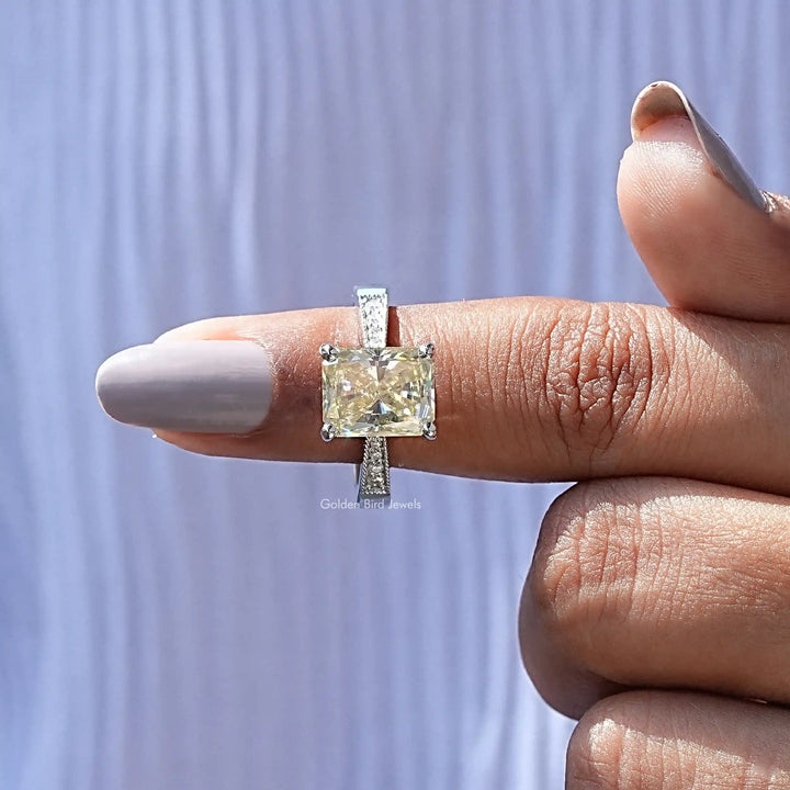 Radiant Cut Moissanite Accent Stone Ring