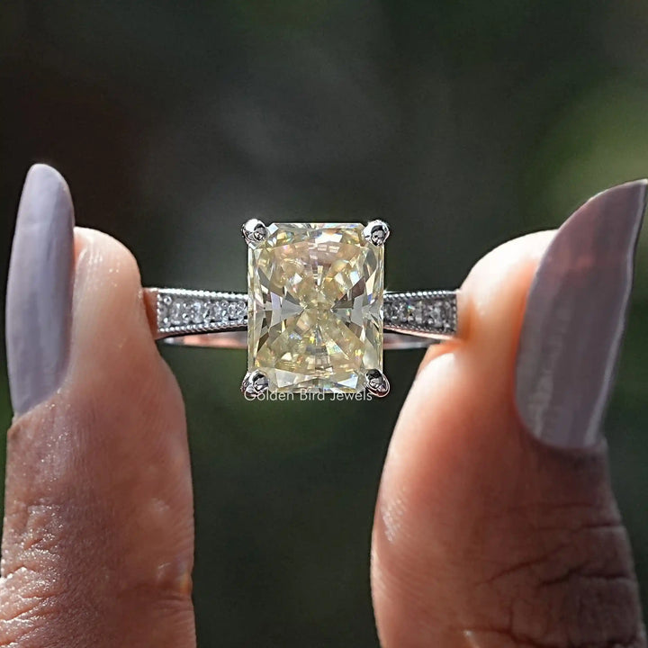 Radiant Cut Moissanite Accent Stone Ring