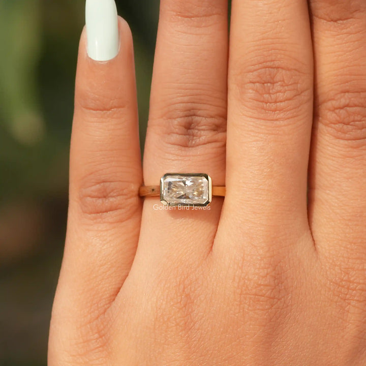 Radiant Cut Moissanite Solitaire Engagement Ring