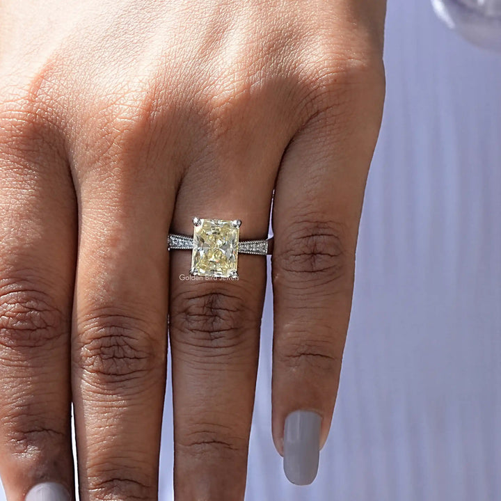 Radiant Cut Moissanite Accent Stone Ring