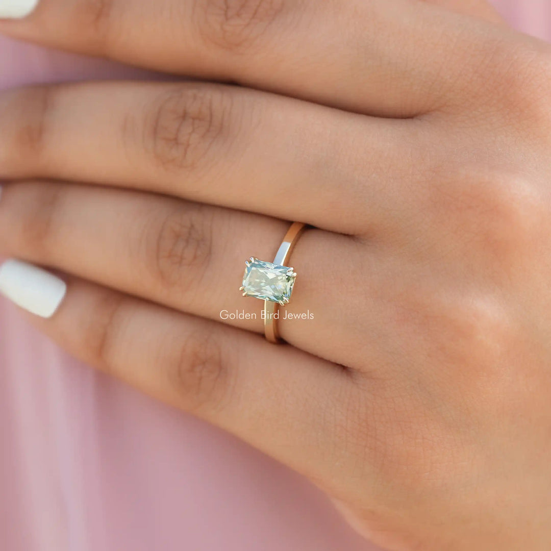 Radiant Cut Moissanite Solitaire Engagement Ring