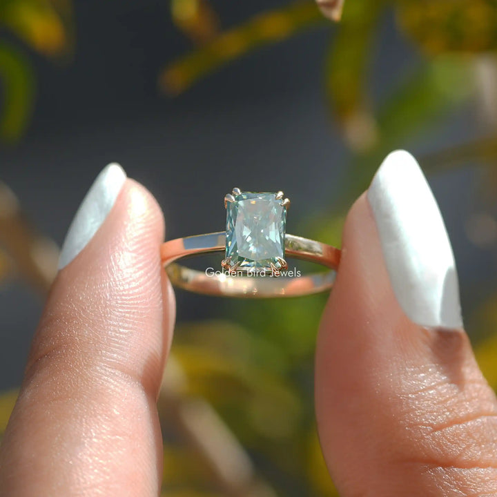 Radiant Cut Moissanite Solitaire Engagement Ring