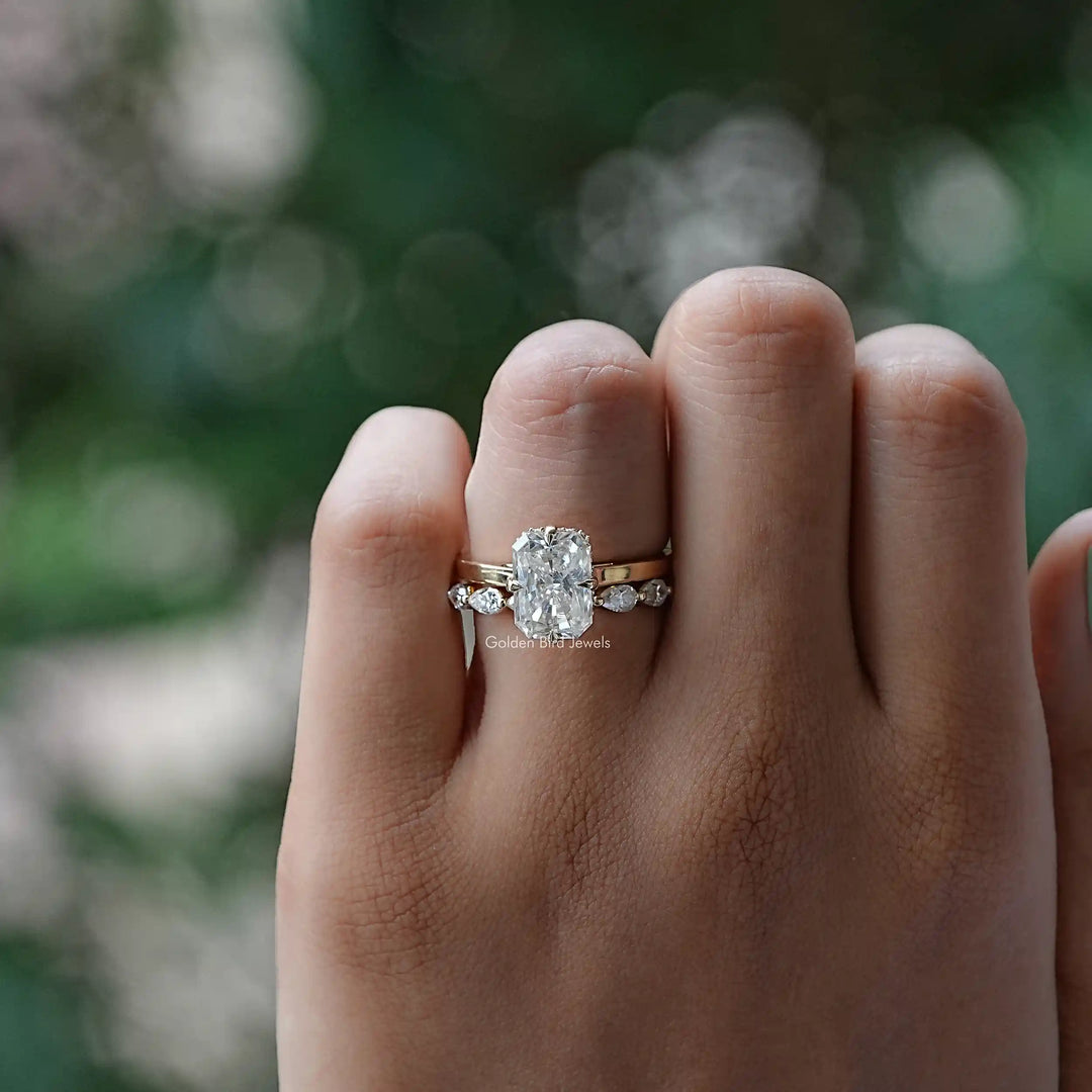 Radiant Cut Moissanite Ring Set