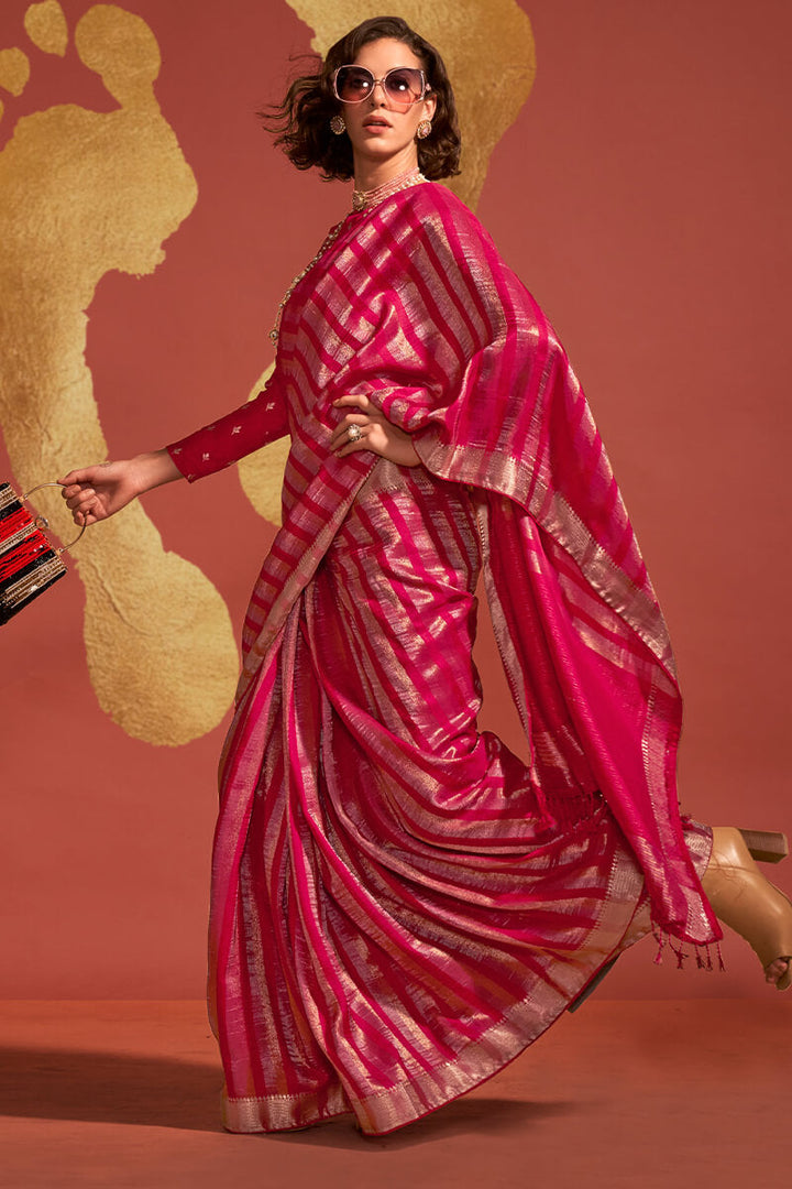 Majesty Magenta Soft Banarasi Silk Saree With Delightful Blouse