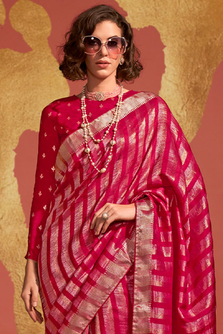 Majesty Magenta Soft Banarasi Silk Saree With Delightful Blouse