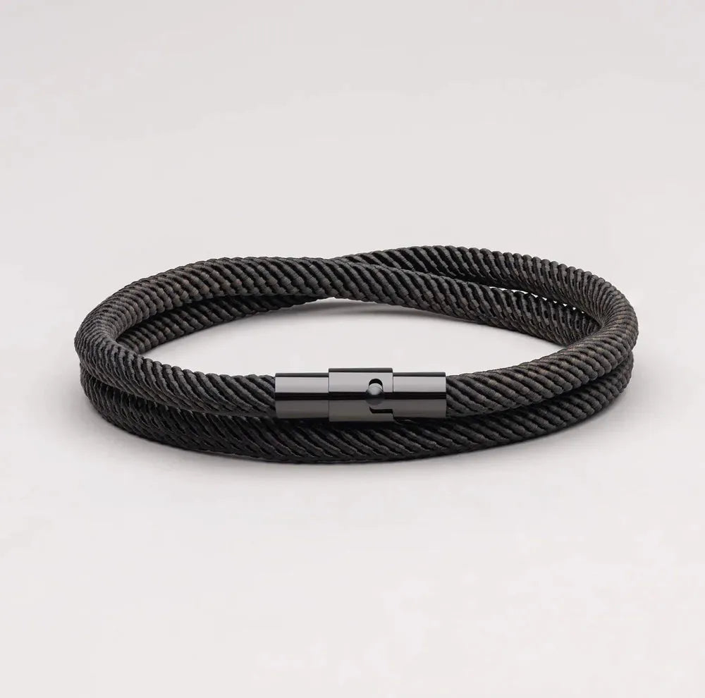 Minimalist Black Rope Bracelet Wave  - By Qivii