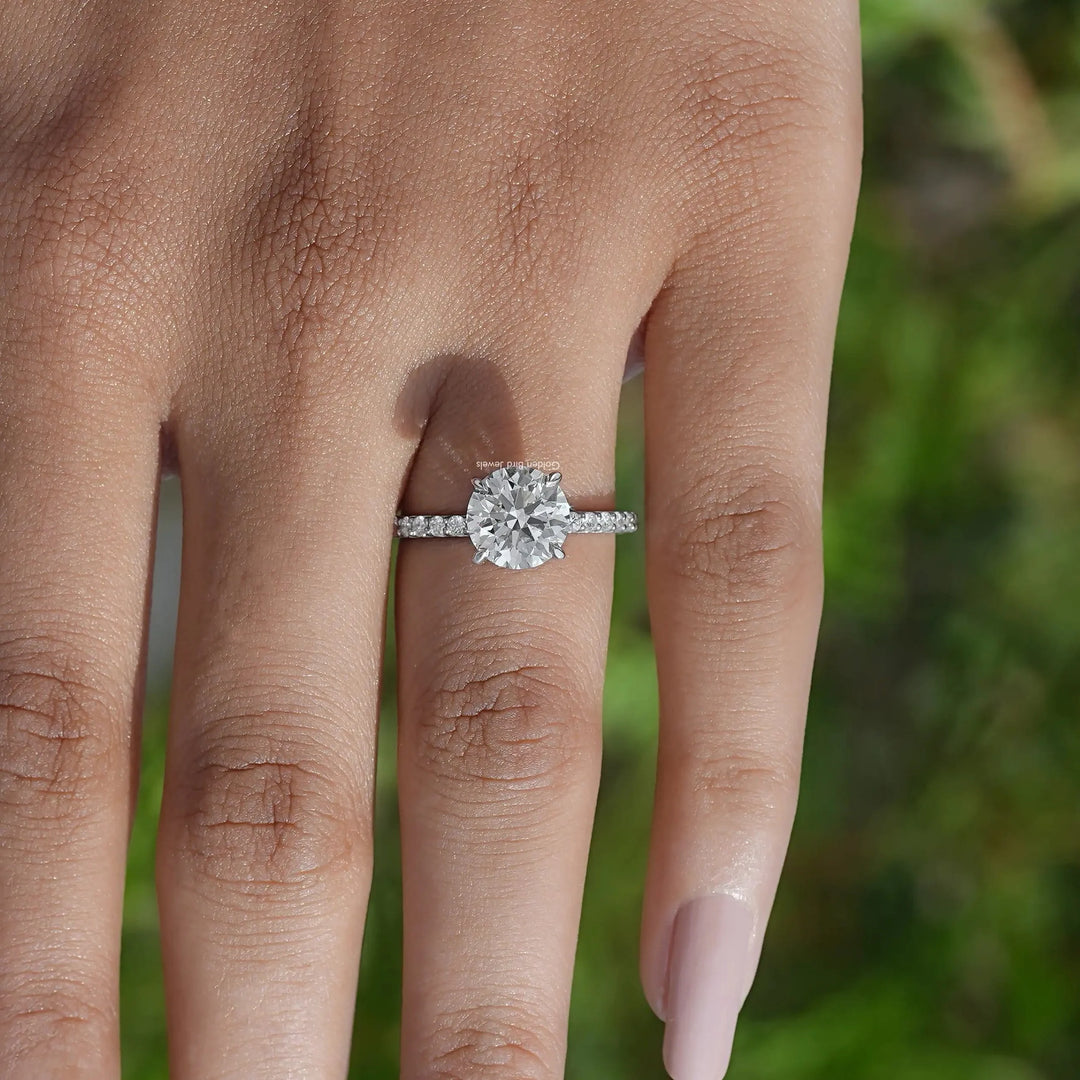 Round Cut Accent Lab Diamond Solitaire Ring