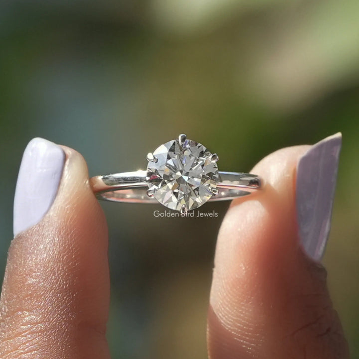 Solitaire Round Cut Lab Diamond Engagement Ring