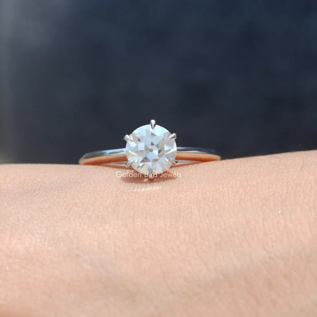 Old European Round Cut Moissanite Proposal Ring