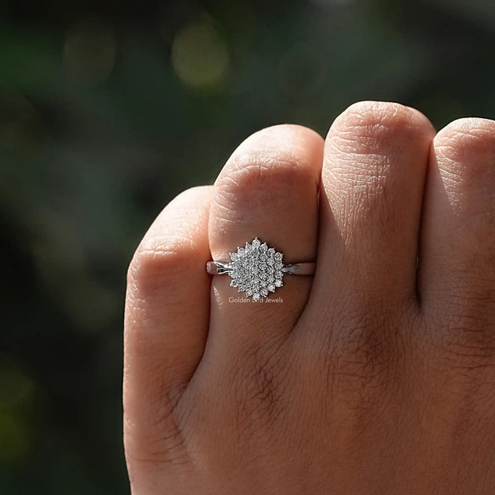 Round Lab Diamond Cluster Engagement Ring