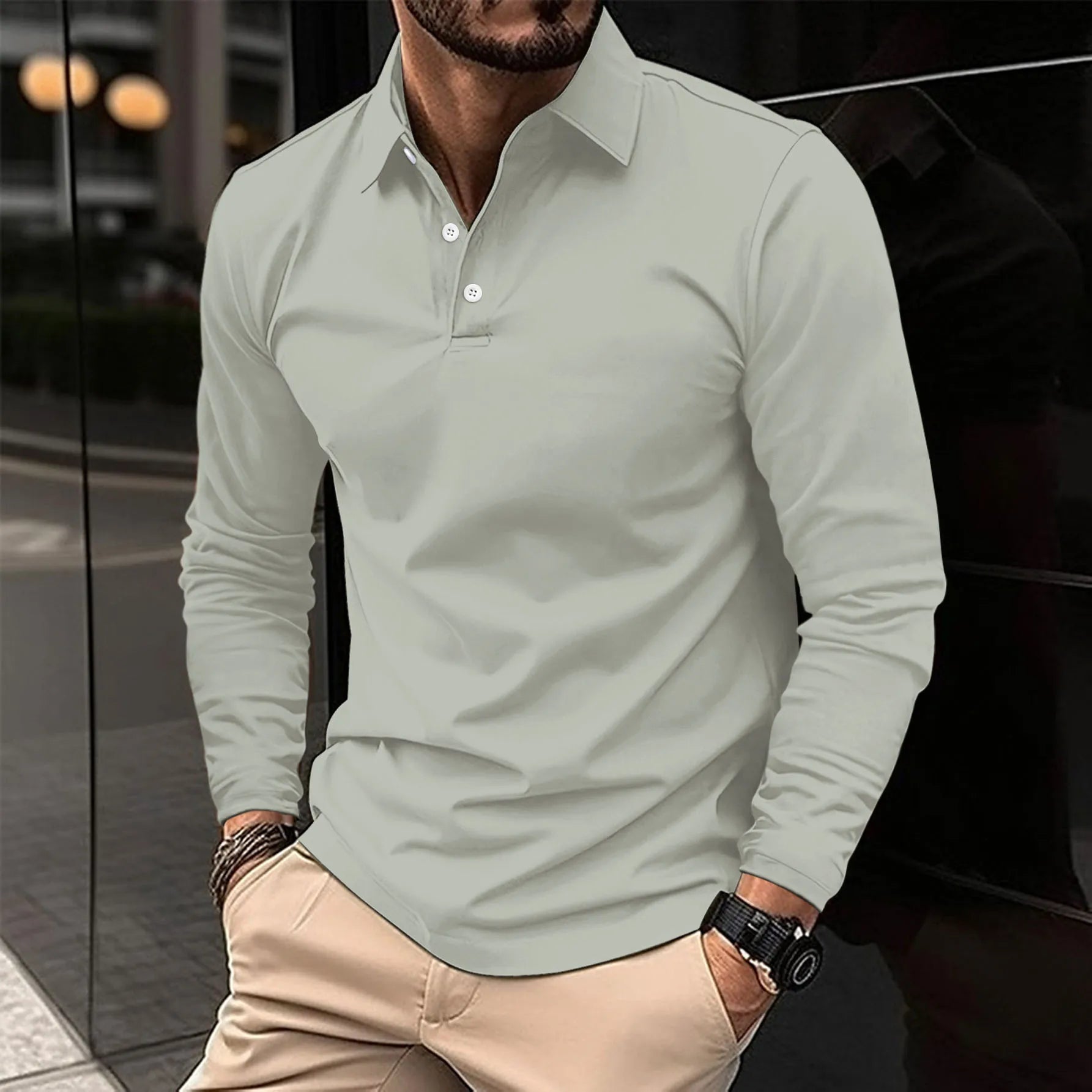 Ethan™ - Casual Poloshirt met Lange Mouwen  - By Qivii