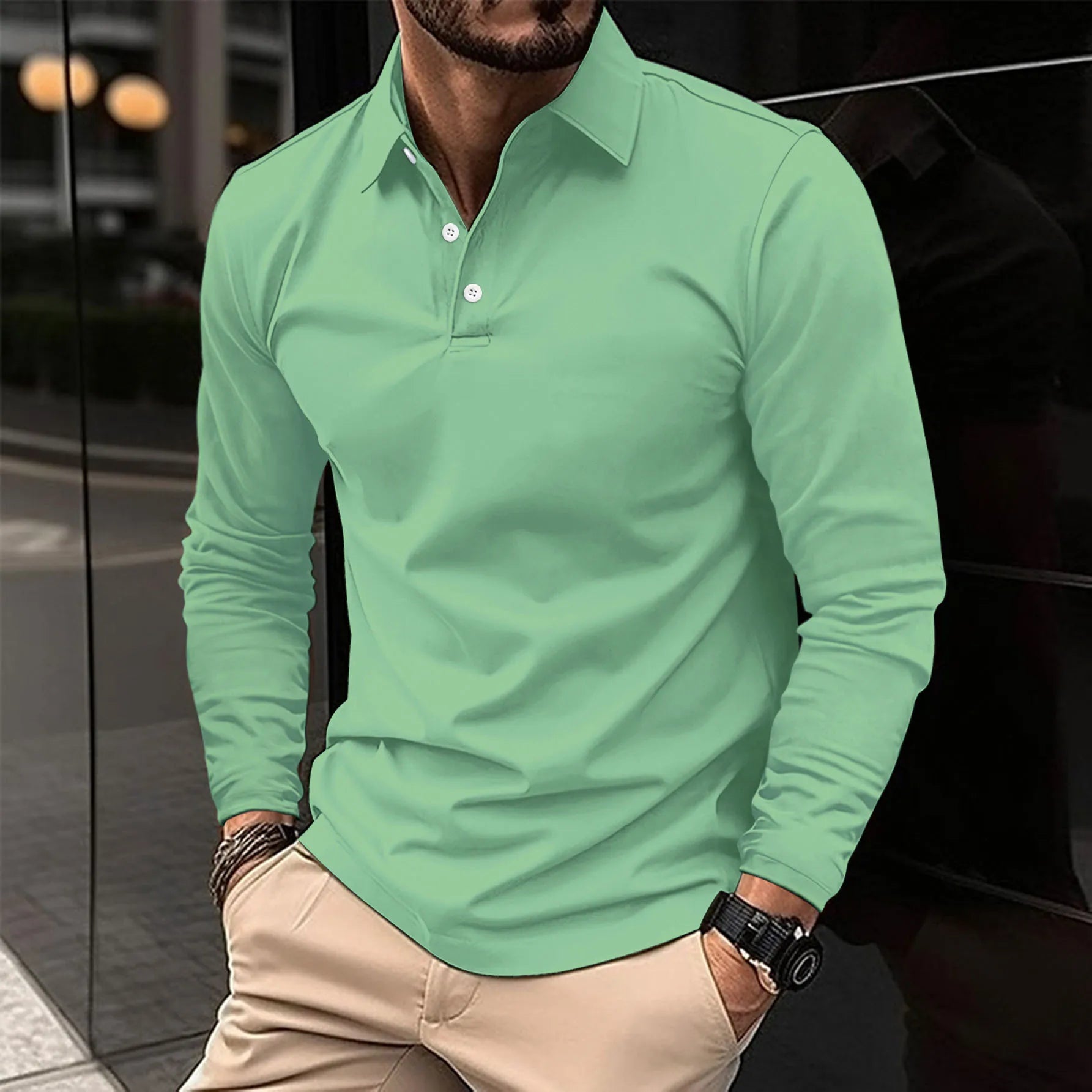 Ethan™ - Casual Poloshirt met Lange Mouwen  - By Qivii