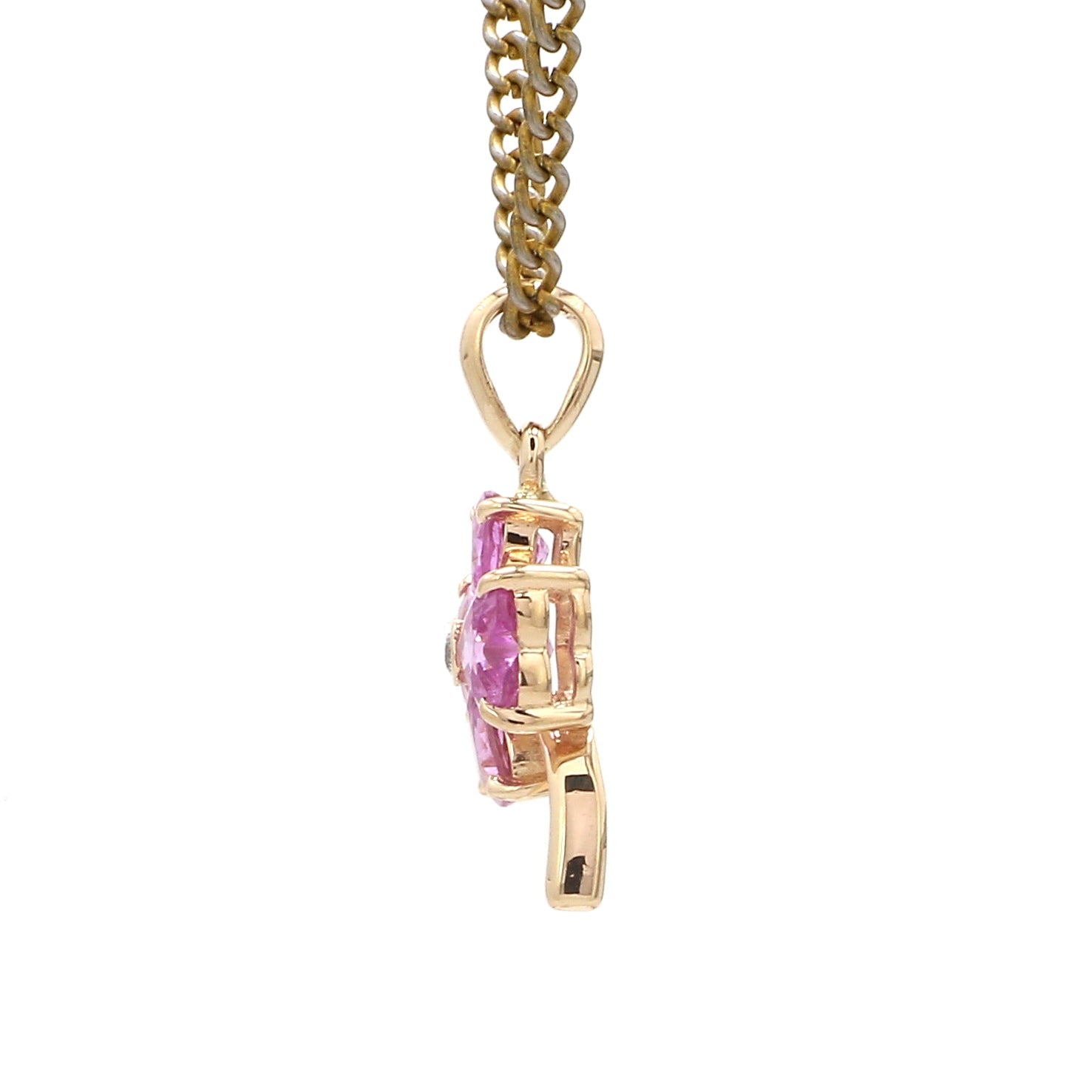 Pink Sapphire Clove Leaf Pendant - qivii