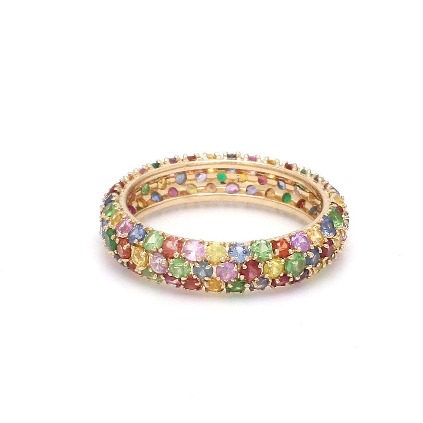 Rainbow Sapphire Random Pave Ring - qivii