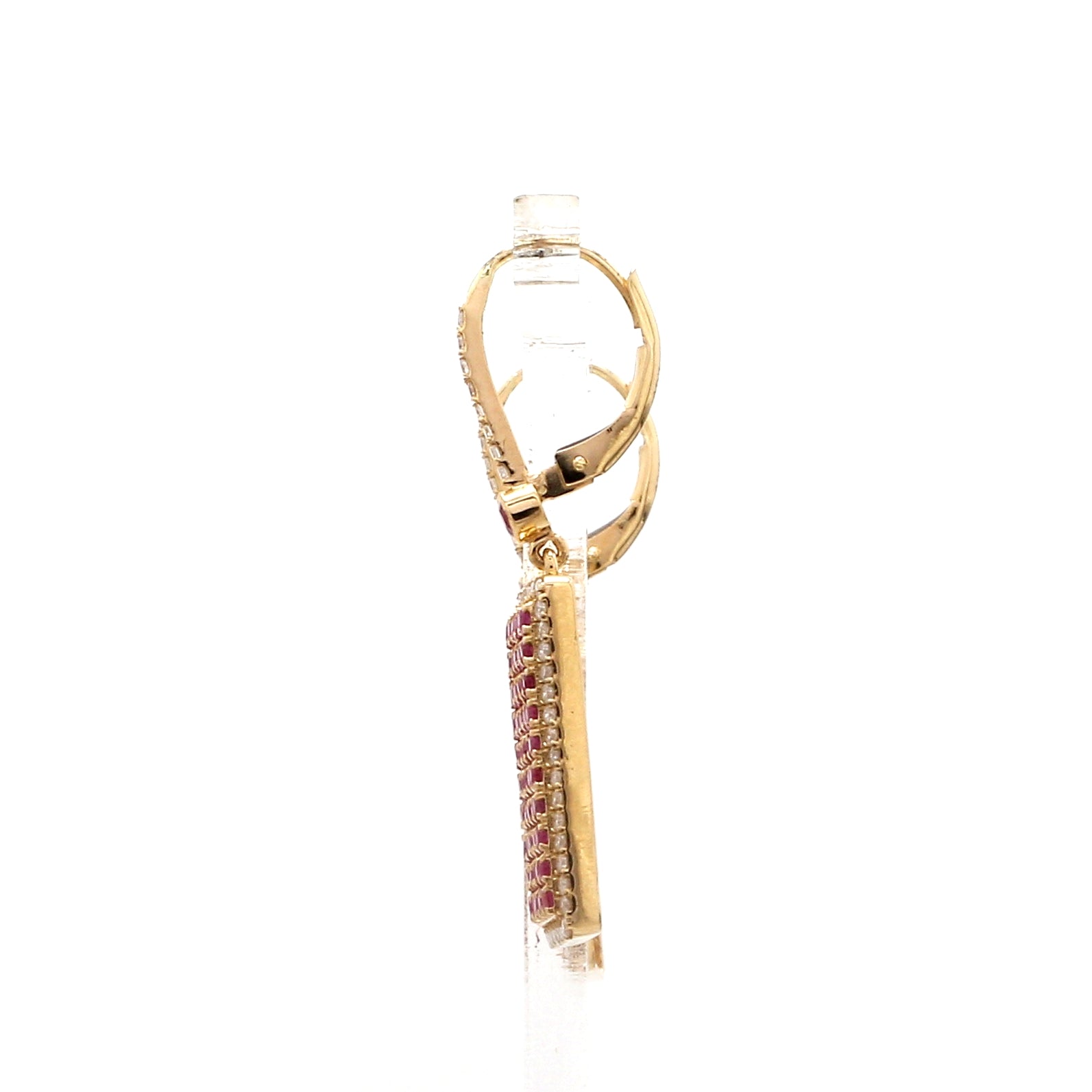 Pink Sapphire Dog Tag Earring - qivii