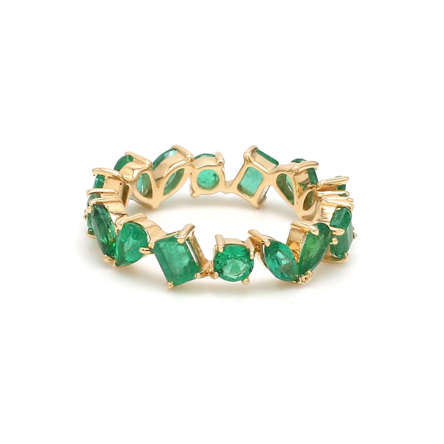 Emerald Mix Shape Eternity Band Ring