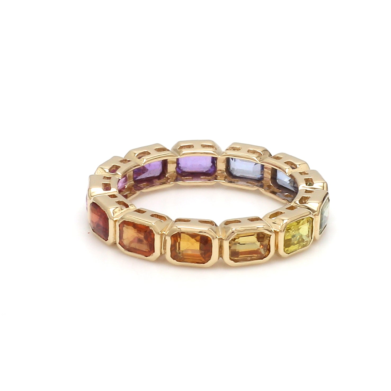 Rainbow Sapphire Octagon Bezel Ring - qivii