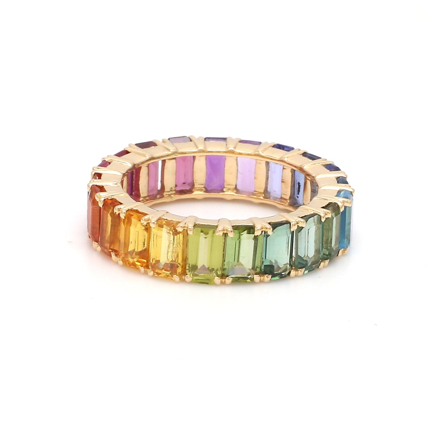 Rainbow Gemstone Vibrant Eternity Ring - qivii