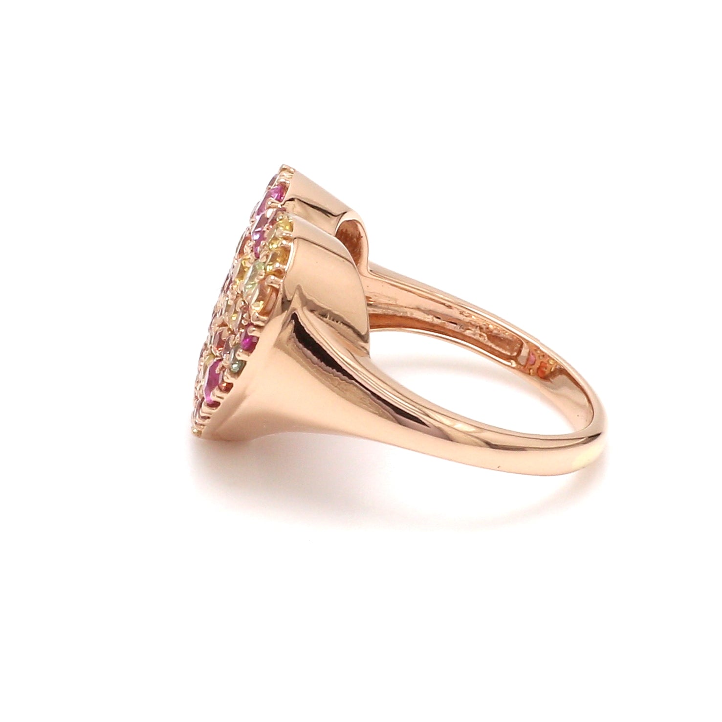 Rainbow Sapphire Pave Heart Ring - qivii
