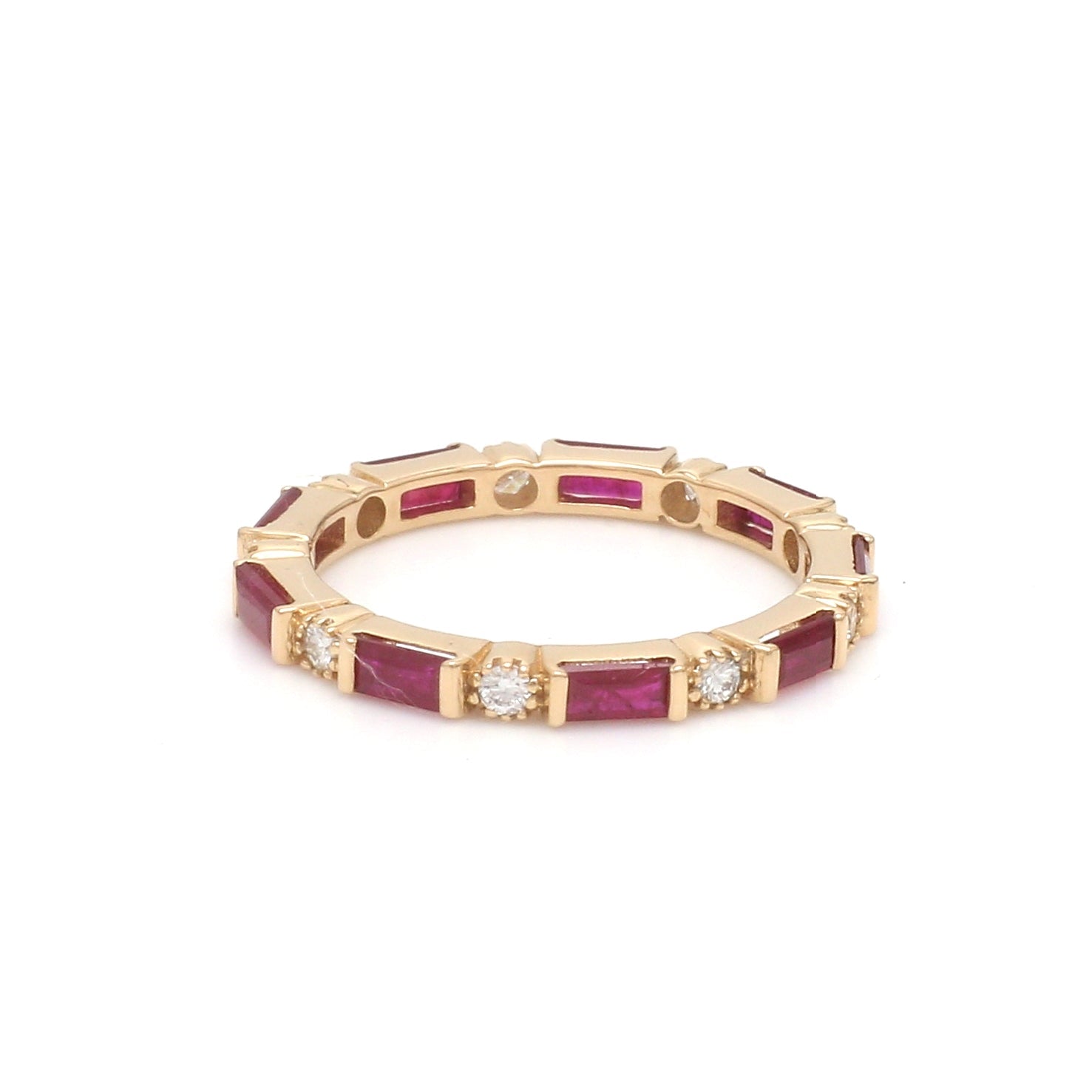 Ruby Baguettes Diamond Antique Ring - qivii