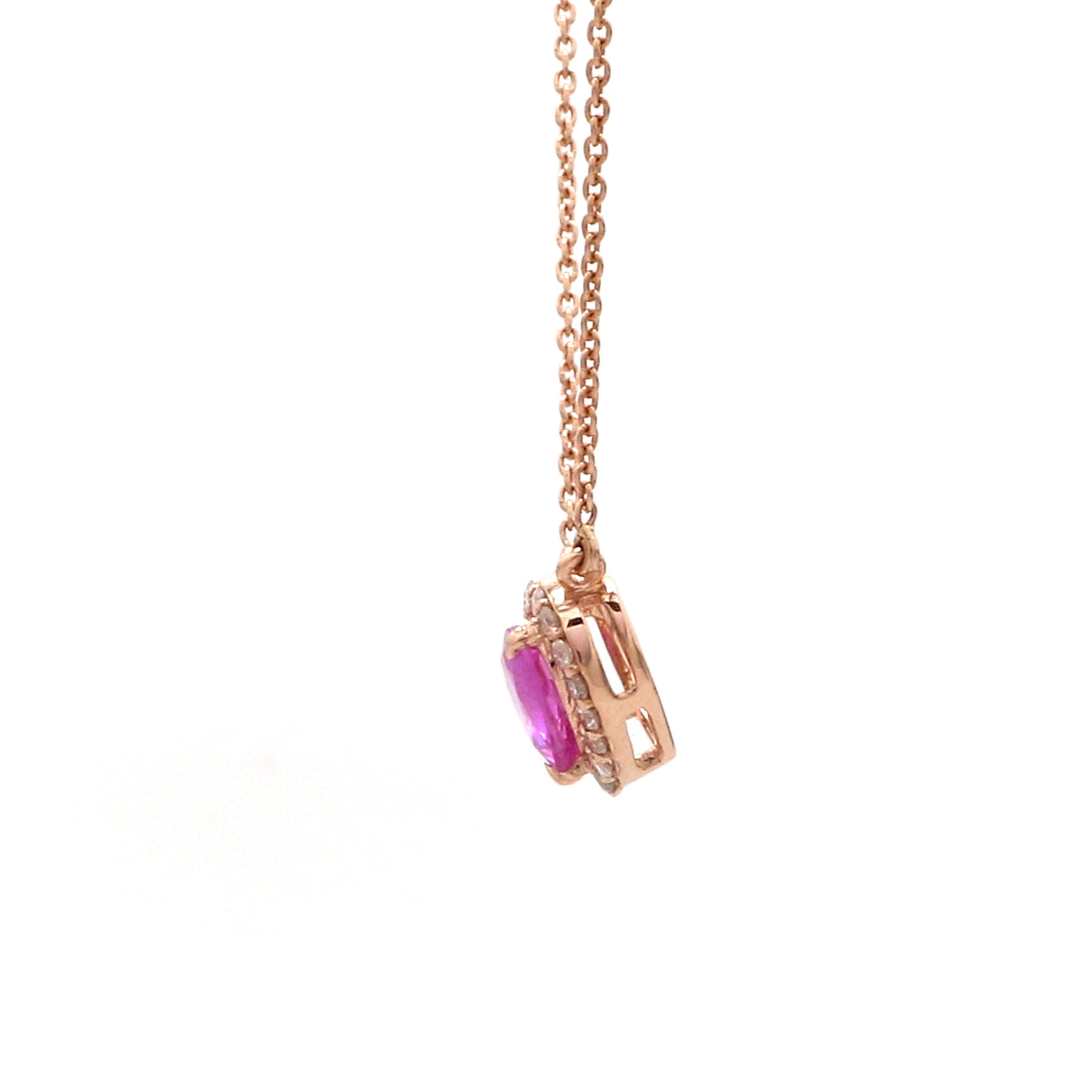 Pink Sapphire Heart With Diamond Pendant Gold - qivii