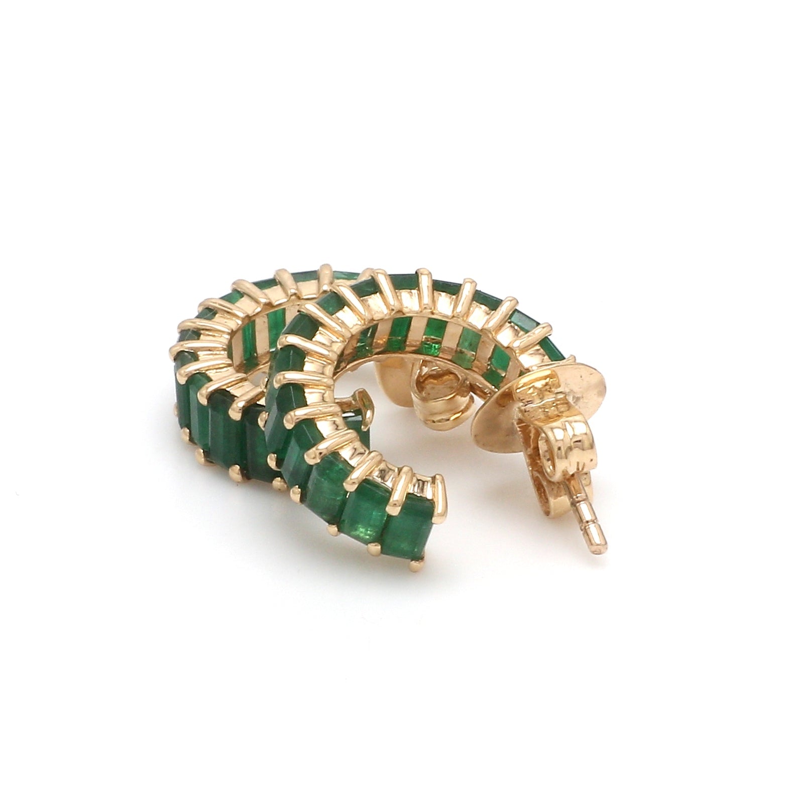 Emerald Mini Hoops Earring Gold - qivii
