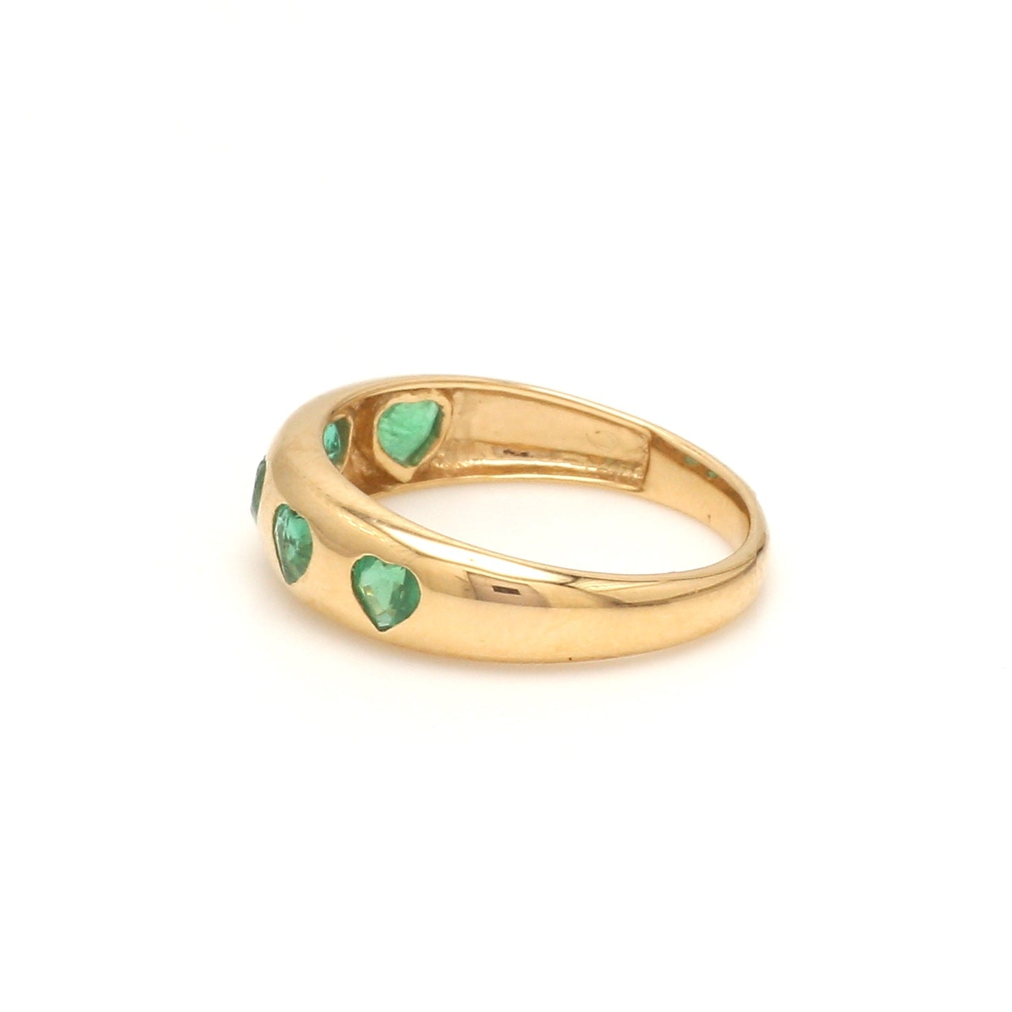 Emerald Five Heart Chunky Ring - qivii