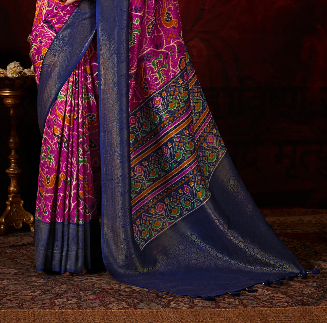 PURPLE SOFT SILK SAREE WITH DIGITAL PRINT