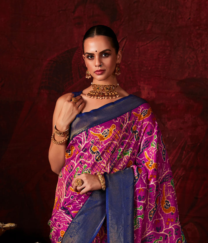 PURPLE SOFT SILK SAREE WITH DIGITAL PRINT